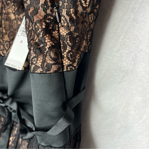 Laundry Shelli Segal Size 2 Cocktail Dress Lace Overlay Midi Cocktail Party NWT - Picture 9 of 14